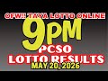 9PM Lotto Result Today Draw May 20, 2026, PCSO 3D/2D