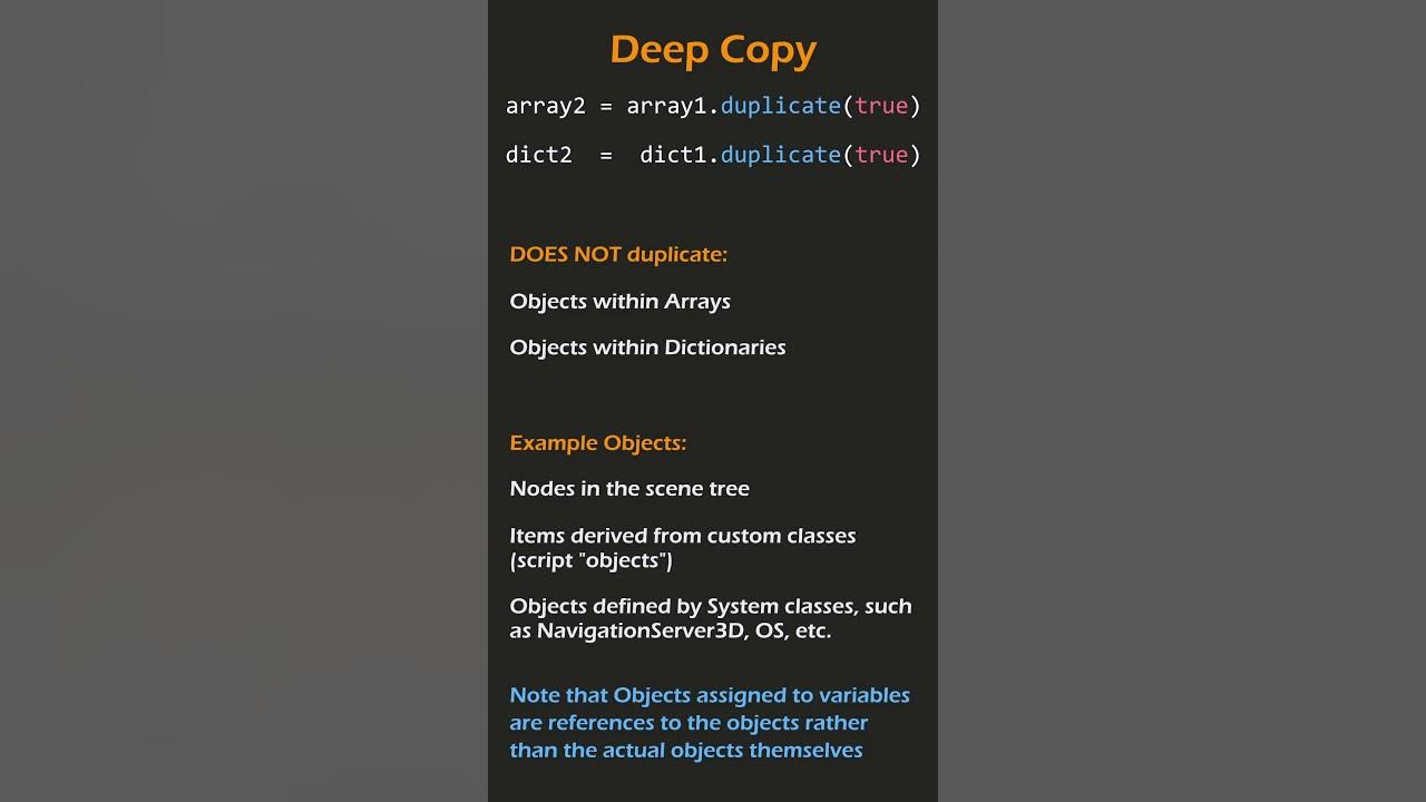 Godot 4 basics caveat for deep copy of arrays and dictionaries youtube