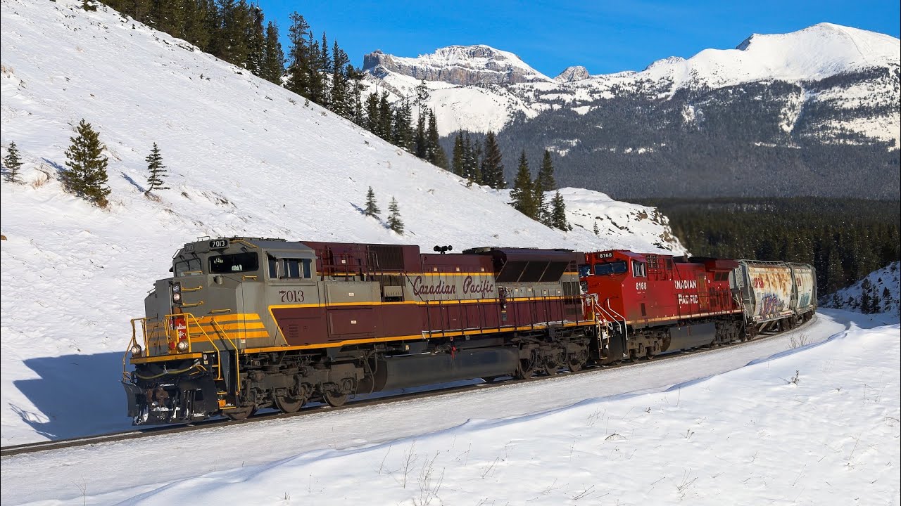 CP 7013 Heritage Unit leading 301 at Lake Louise, Alberta