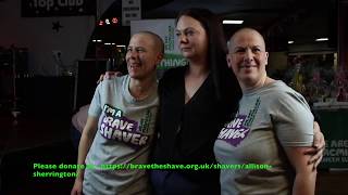 Macmillan Headshave - The twins Allison and Beverly having their heads shaved for charity