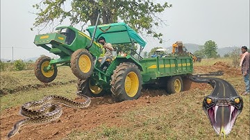 Jcb 3dx Backhoe Machine Loading Red Soil In Mahindra and Swaraj Tractor | Jcb Tractor Cratoon
