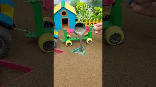 😱 Amazing Mini Tractor Making Cement Pillar | DIY Real Working Construction Machine 🚜 #shorts