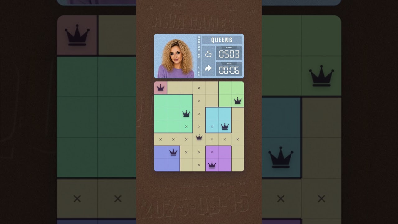 LinkedIn Queens #503 solved board for September 15, 2025, 7x7 grid