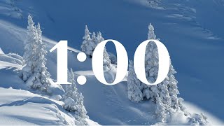 1-Minute Countdown Timer | Snowy Mountain Scene & Calming Music ❄️🎶