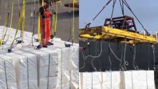 Manoeuvering of 1000T wood/paper pulp with Automatic Hooks | Smart Lifting Solutions | Elebia