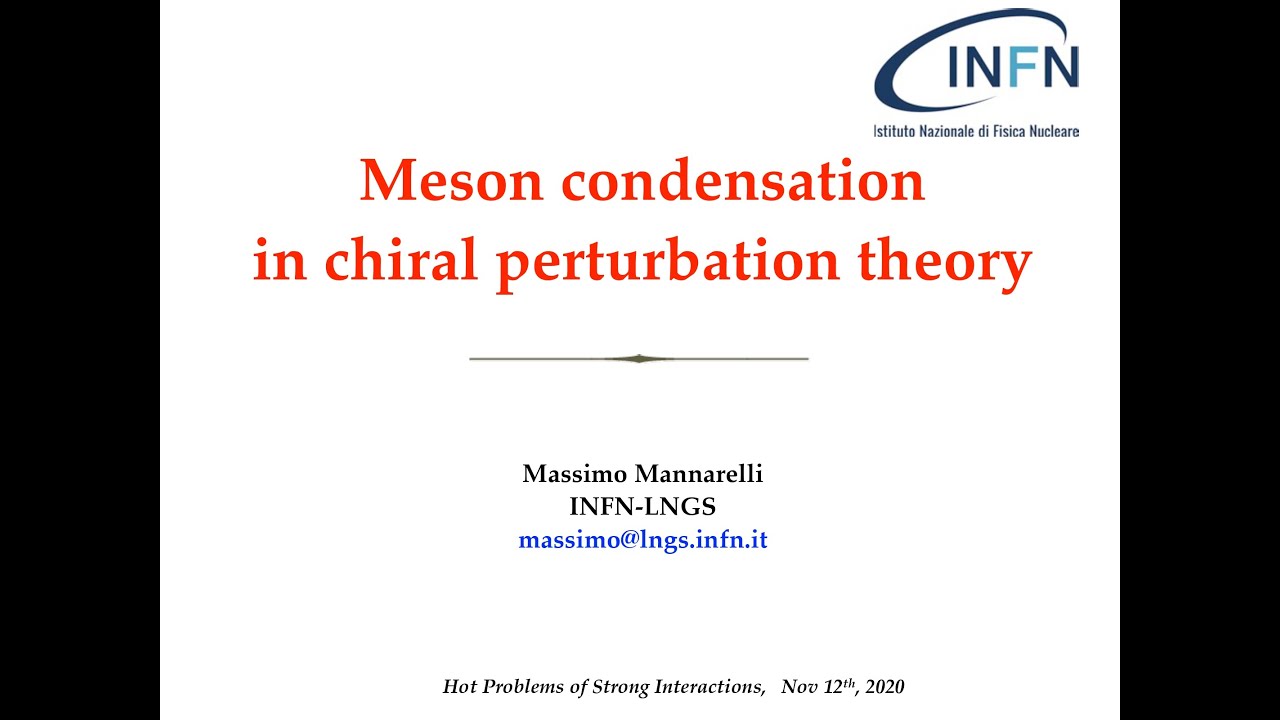 Massimo Mannarelli, Meson condensation in chiral perturbation theory