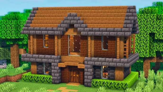 Casa de madeira de cerejeira simples #minecraft #tutorial #build