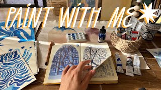 Paint With Me - Sunday Afternoon In My Studio - Art Sketchbook - Blue Mood