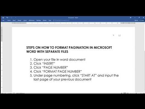 FIVE STEPS ON HOW TO FORMAT PAGINATION IN MICROSOFT WORD WITH SEPARATE FILES