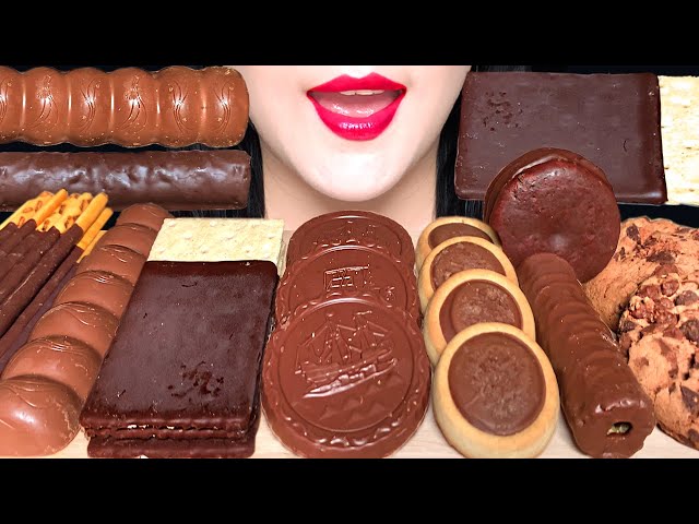ASMR CHOCOLATE BAR, COOKIES, CHOCOLATE CHIP, PEPERO MUKBANG 초콜릿 바, 쿠키, 빼빼로, 초코 과자 먹방 EATING SOUNDS