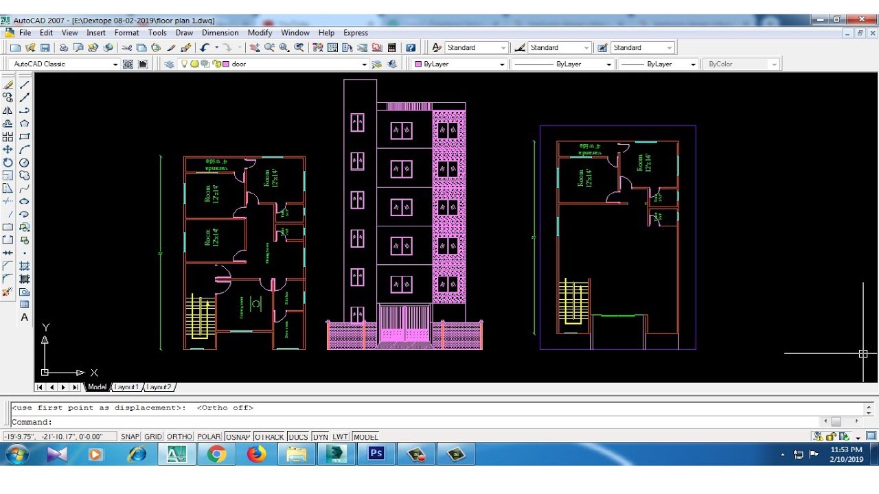 Autocad 2007 tutorial , floor plan tutorial autocad, house