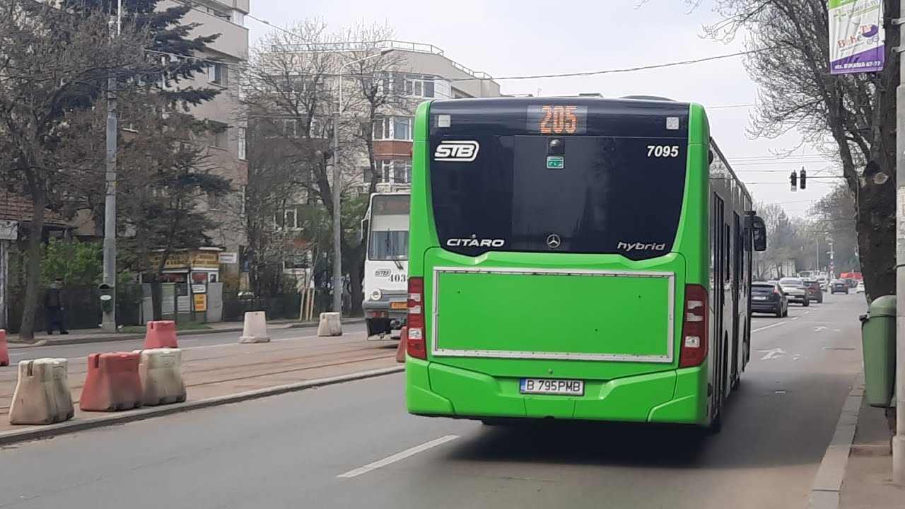 Calatorie pe linia 205 pe Str. Elena Vacarescu - Bd. Ficusului cu Mercedes Benz Citaro Hybrid 7095