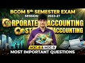 📚BCOM 5th Semester Corporate Accounting Important Questions 2026✅ |Corporate Accounting (2023-27)VVI