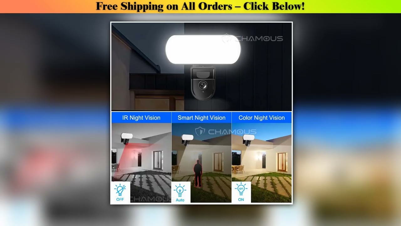 2K WiFi Camera Outdoor Tuya 3MP Security Cam 10W Floodlight Siren Alarm Video Surveillance Smart