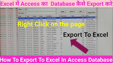 How to Export Access control system database in excel.