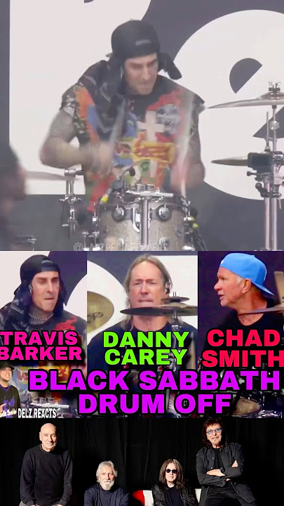 Drummers Chad Smith, Danny Carey, and Travis Barker in an epic drum-off marriage of skill and artistry.