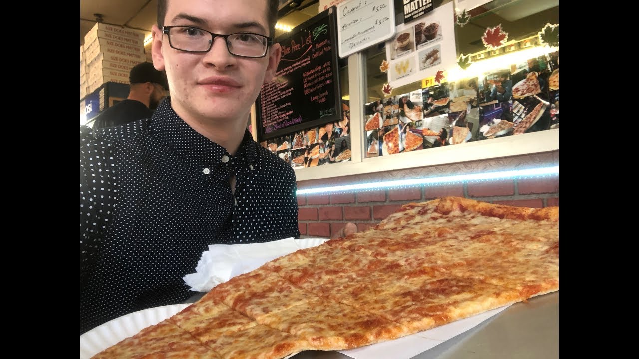 Eating the WORLDS LARGEST Slice of Pizza Challenge - YouTube