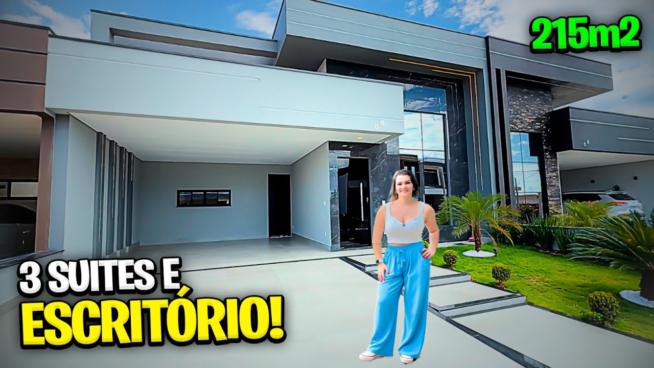 Linda casa térrea, 3 suites, escritório, piscina com cascata e amplo quintal