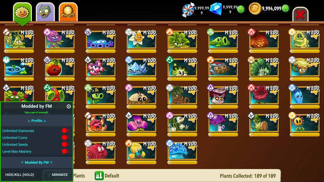 Plants Vs Zombies 2 V10.8.1 - Mod Menu 