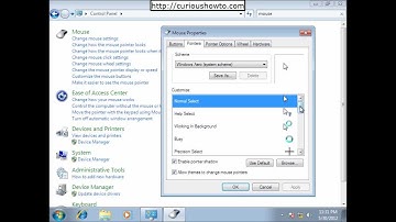 The Mouse settings - Windows 7