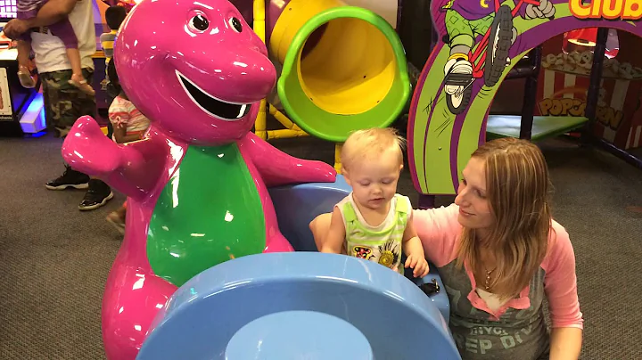 Aleigha March 13, 2014 @ Chuck E Cheese on BARNEY!!!