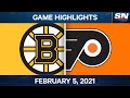 NHL Game Highlights | Bruins vs. Flyers - Feb. 5, 2021