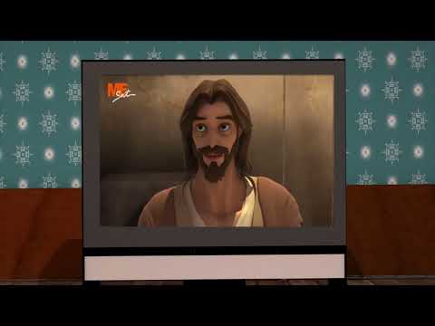 معجزة شفاء المفلوج المدلى من السقف كرتون مسيحى