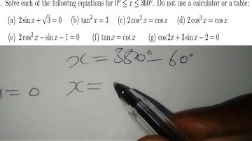 QUE 11 Solve each of the following trigonometrical equations #Q11TS2