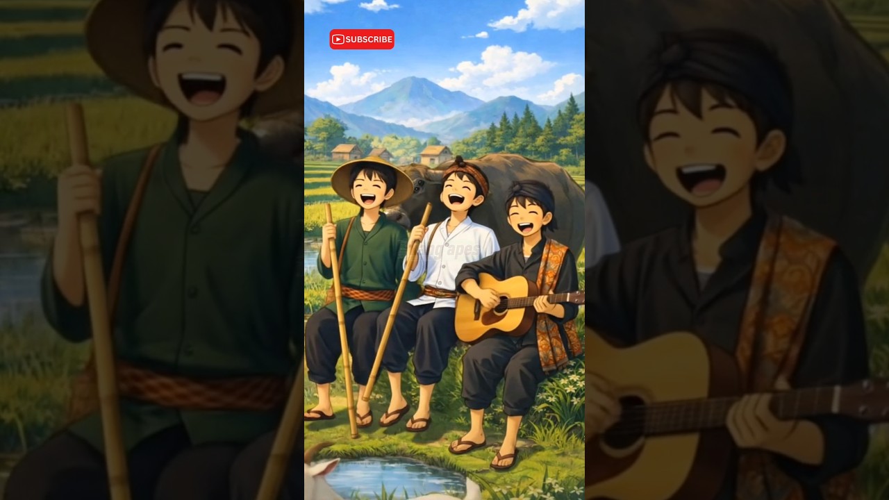 singing and joyful village children 