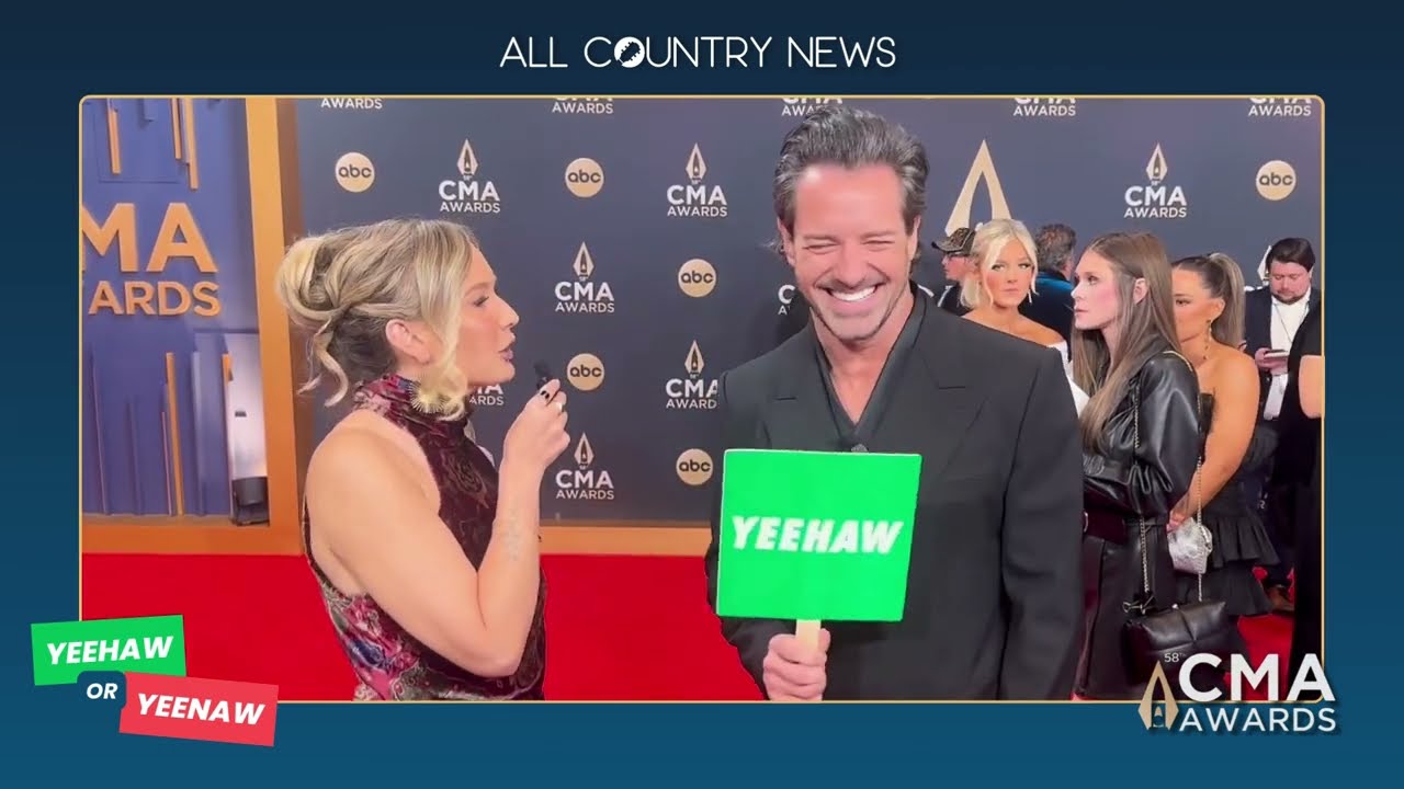 #Yellowstone cowboy Ian Bohen plays Yeehaw or Yeenaw from the 58th CMA Awards red carpet