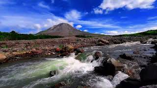 Sinabung Mountain River Flows at North Sumatera for Relaxing | White Noise | Birds Chirping | ASMR