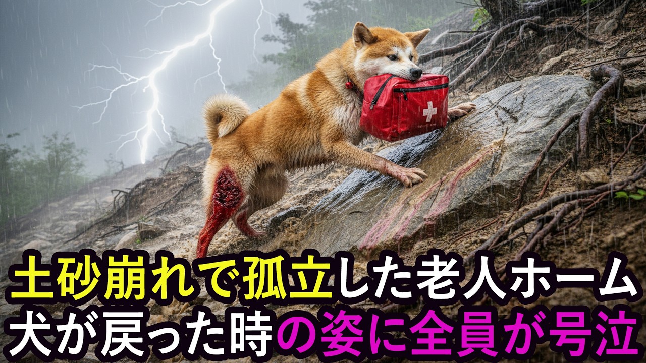 土砂崩れで孤立した老人ホーム、秋田犬だけが外に出た―12時間後に戻ってきた時の姿に全員が号泣
