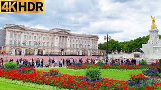 Buckingham Palace Police & Soldiers | Walking Tour | St James's Park & Horse Guards Parade | [4K HD]