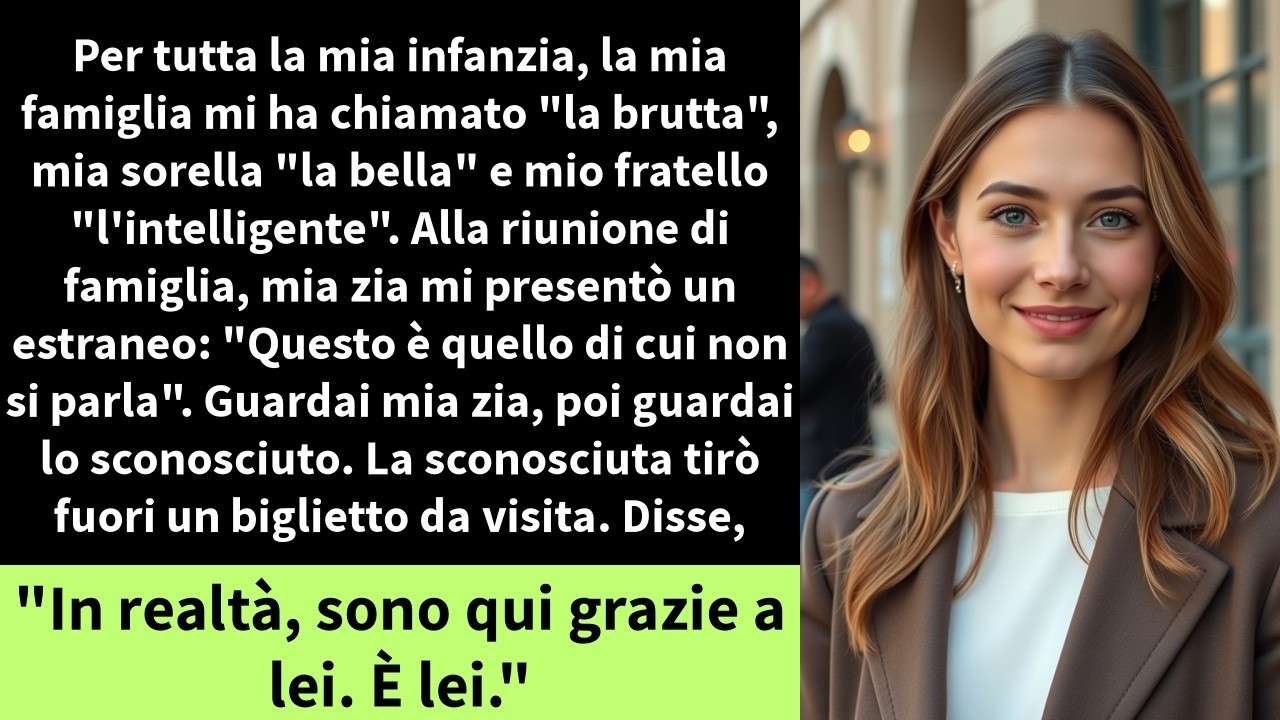 "Per trentatré anni ho abbassato lo sguardo ogni volta che zia Pamela mi chiamava 'il brutto anatroccolo'. Ieri sera, davanti a tutta la famiglia riunita in terrazza, l'ho fatto di nuovo. Ma...