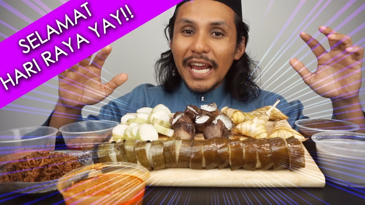 Lemang periuk kera, Ketupat palas, Rendang dan Dodol (mukbang malaysia)