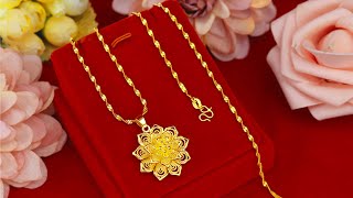 24K Gold Pendant Necklace for Wedding Jewelry Luxury Gold Jewelry Gifts For Women screenshot 2