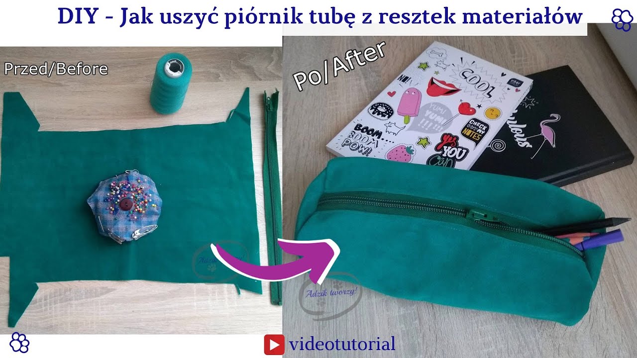 Jak uszyć piórnik z resztek materiału DIY 💡 #szycie krok po kroku!✨#upcycling #diycrafts
