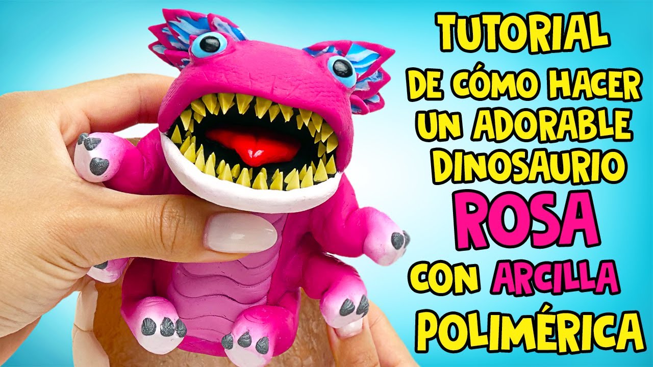 Cómo hacer un adorable dinosaurio rosa II Tutorial de arcilla polimérica