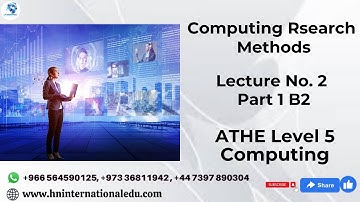 Computing Research Methods Lecture No. 02 Part 1 B2 ATHE Level 5 Computing