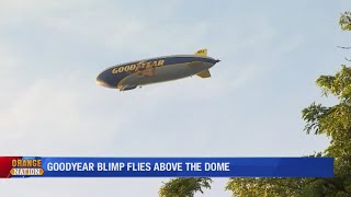 Goodyear Blimp flies over the Dome