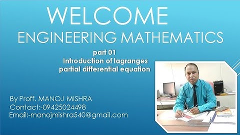 part 01 introduction of lagranges partial differential equation