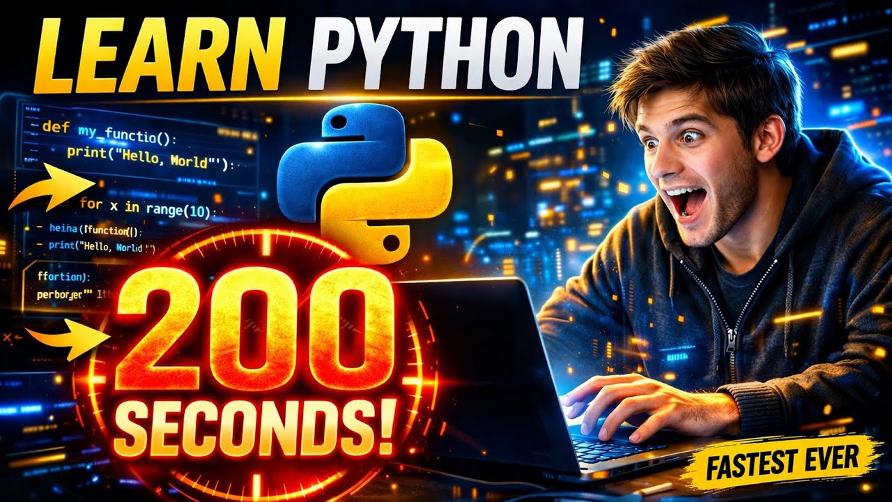 Learn Python in 200 Seconds (Beginner to Pro Fast!) | Python Crash ...
