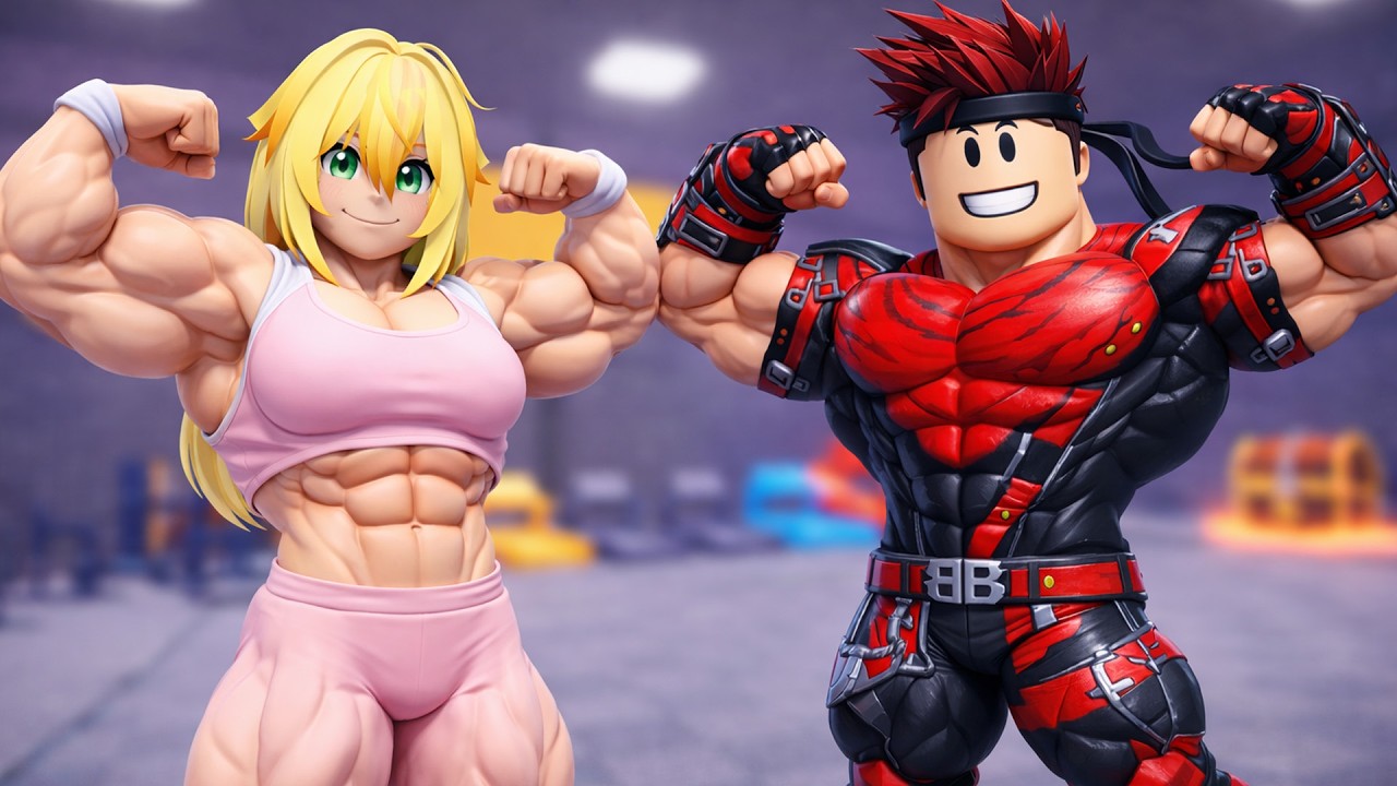 Прокачали скорость чтобы стать качками в +1 Muscle Per Step ROBLOX !