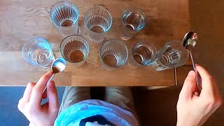 Playing Thunderstruck with spoons and glass