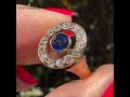 E5408 Golden Halo Round Cut Blue &amp; White Sapphire Engagement Ring