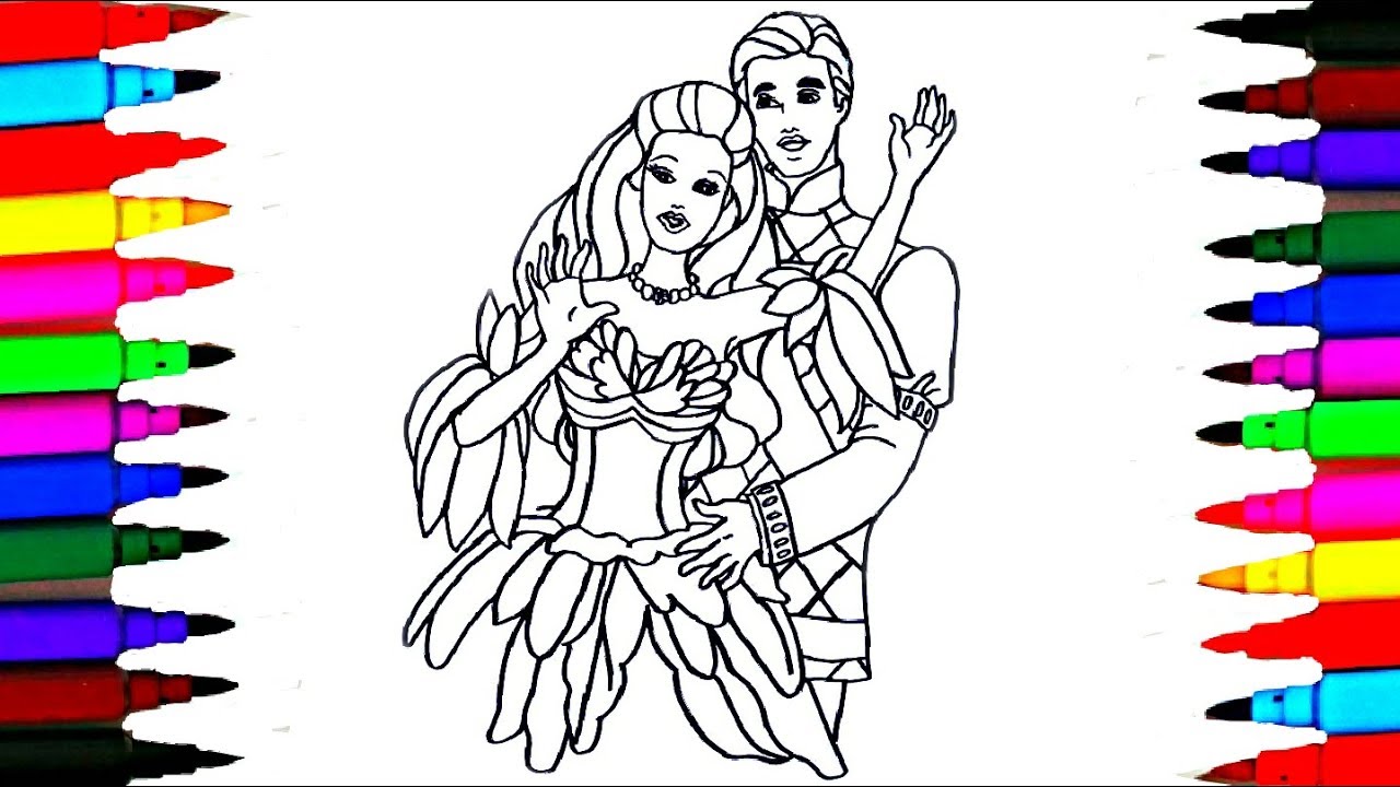 How to Draw BARBIE Princess and Prince KEN Coloring Pages