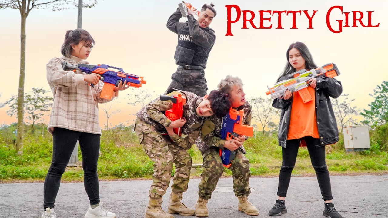 Pretty Girl Nerf War: Captain SEAL Warrior Nerf Guns Two Kidnapper Rescue Beautiful Girl
