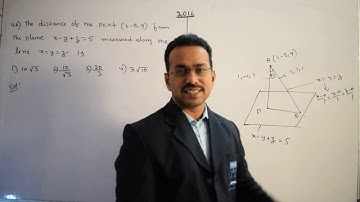 The Distance of a point (1,-5,9) from the plane x – y + z = 5   | IIT JEE Mains-2016 | Mathematics