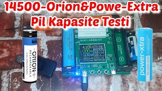 18650&14500 Pil Kapasitesi Testi Orion-Power-Extra 14500 Pilleritest Ettik