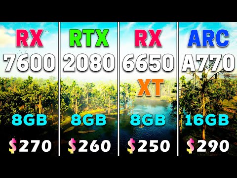 RX 7600 8GB vs RTX 2080 8GB vs RX 6650 XT 8GB vs ARC A770 16GB | PC Gameplay Benchmark Tested